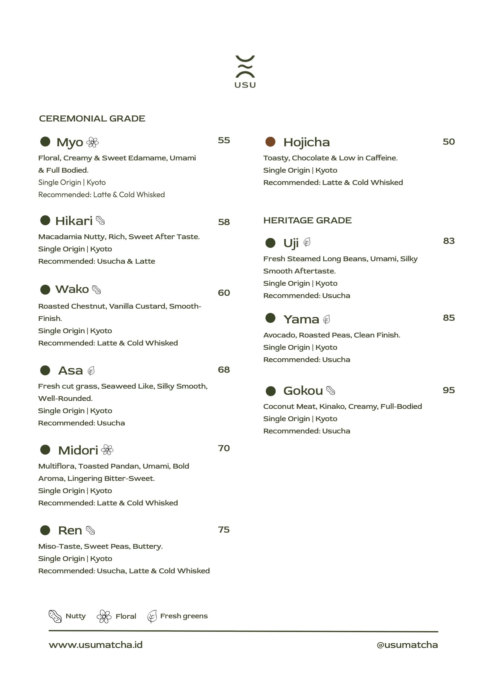 USU Matcha Menu Page 2